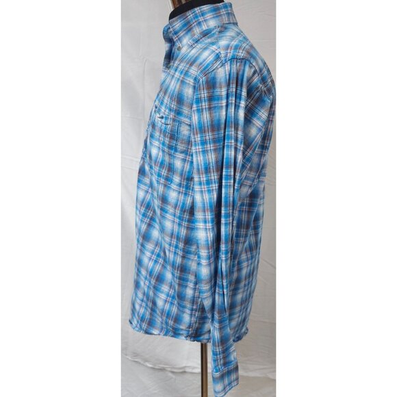 Wrangler 20X Mens Medium Blue Plaid Competition Advanced Comfort Western Shirt - Picture 5 of 12